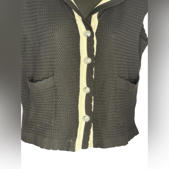 Greenwich V. Korean  style black white Collar Sleeveless Knitted vest Tank Tops - Picture 2 of 10